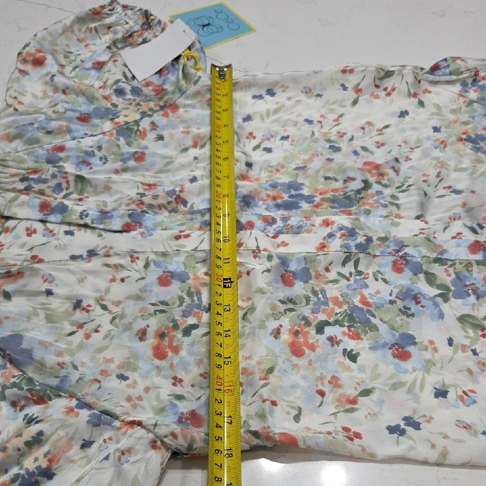 CeCe Multicolor Floral Blouse Sz Small New With Tags - Picture 7 of 8